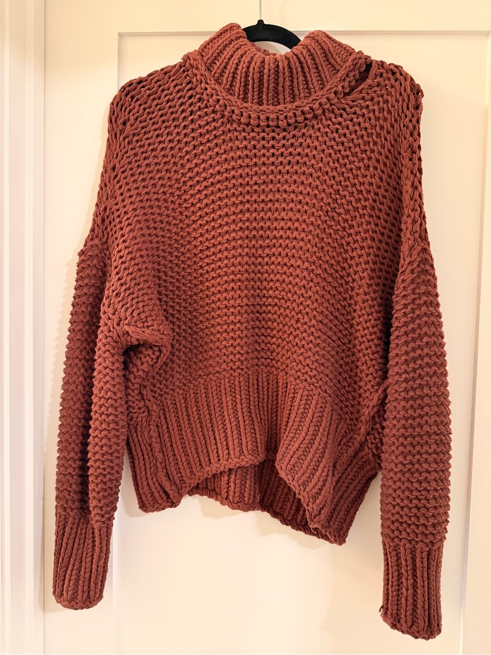 Free People Chunky Knit Turtleneck Sweater - Rust